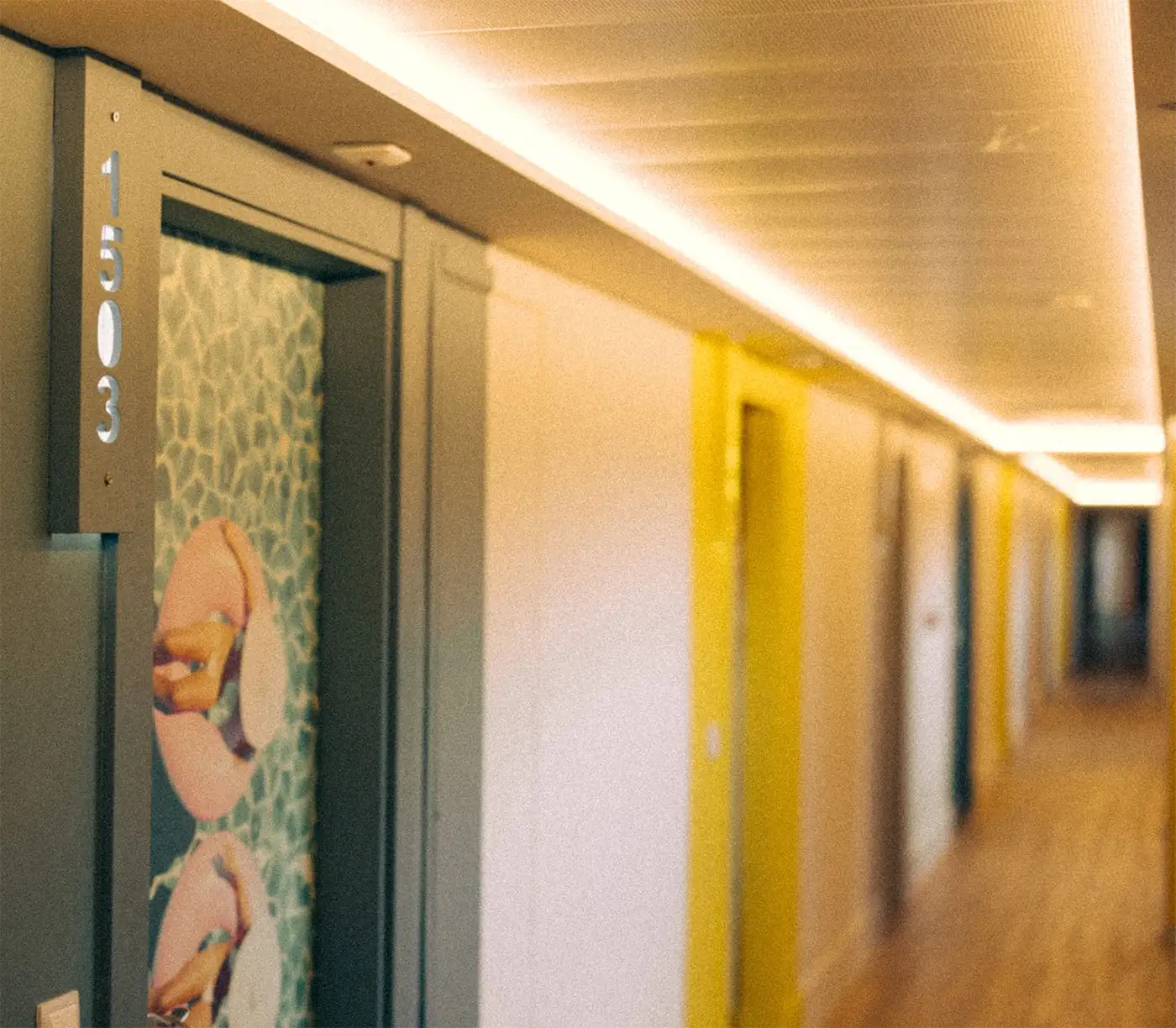 Modern hallway at Marina Resort Benidorm with unique room design